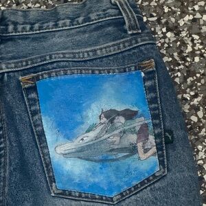 Custom Painted Anime Spirited Away Jeans Size 28